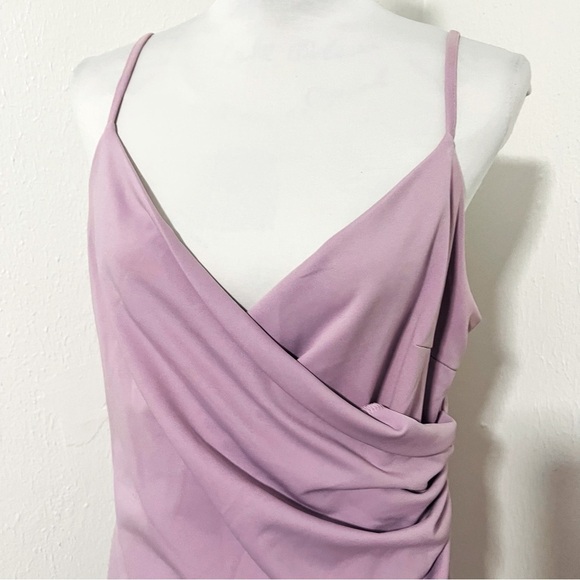 Unbranded Women’s Lilac Plus 2XL Bodycon V-Neck Mini Ruched Dress Side Zip - Picture 3 of 8